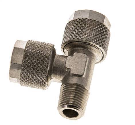Conector Recto de Latón Niquelado en T 10x8 & R1/8'' Rosca Macho [2 piezas]