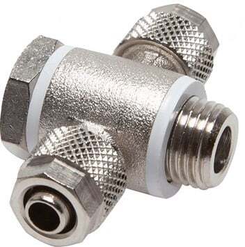Conector Latón Niquelado en T 6x4 & G1/4'' de Rosca con Junta Tórica