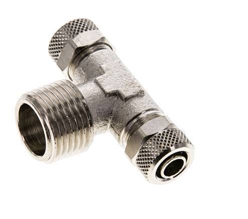 Conector Latón Niquelado en T 10x8 & R1/2'' Rosca Macho