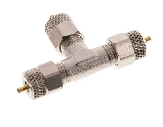 Conector Latón Niquelado en T 4x2 de Rosca [2 piezas]