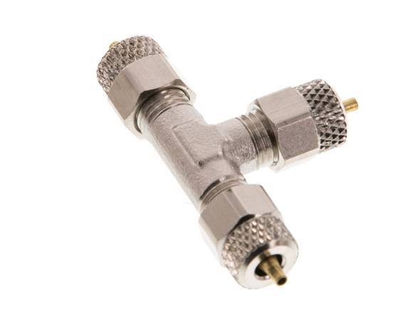 Conector Latón Niquelado en T 4x2 de Rosca [2 piezas]