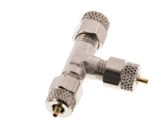 Conector Latón Niquelado en T 4x2 de Rosca [2 piezas]