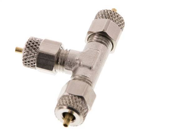 Conector Latón Niquelado en T 4x2 de Rosca [2 piezas]