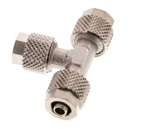 Conector Latón Niquelado en T 6x4 de Rosca [2 piezas]