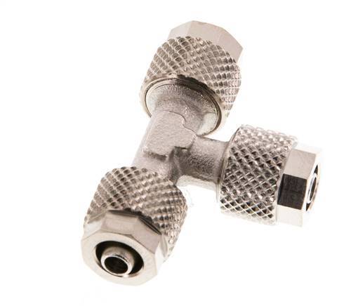 Conector Latón Niquelado en T 6x4 de Rosca [2 piezas]