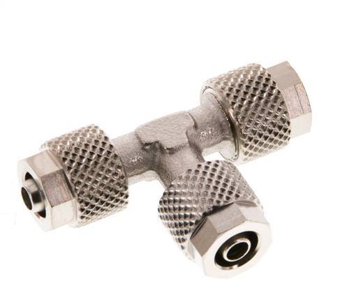 Conector Latón Niquelado en T 6x4 de Rosca [2 piezas]