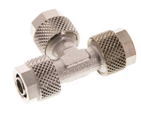 Conector Latón Niquelado en T 8x6 de Rosca [2 piezas]