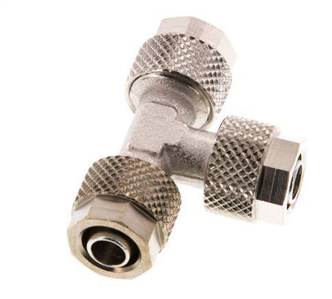 Conector Latón Niquelado en T 8x6 de Rosca [2 piezas]