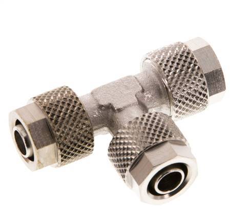 Conector Latón Niquelado en T 8x6 de Rosca [2 piezas]