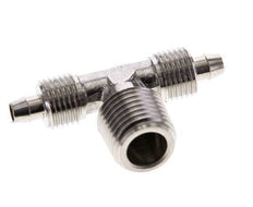 Racor rápido en T de acero inoxidable 1.4404 de 6x4 y R1/4'' con roscas macho