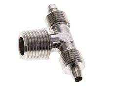 Racor rápido en T de acero inoxidable 1.4404 de 6x4 y R1/4'' con roscas macho