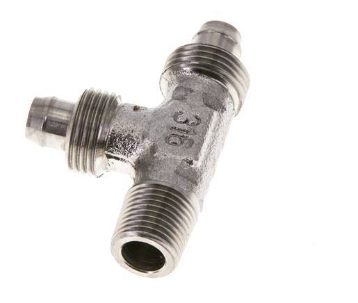 Racor en T de ángulo recto con rosca macho de acero inoxidable 1.4305 de 8x6 y R1/8