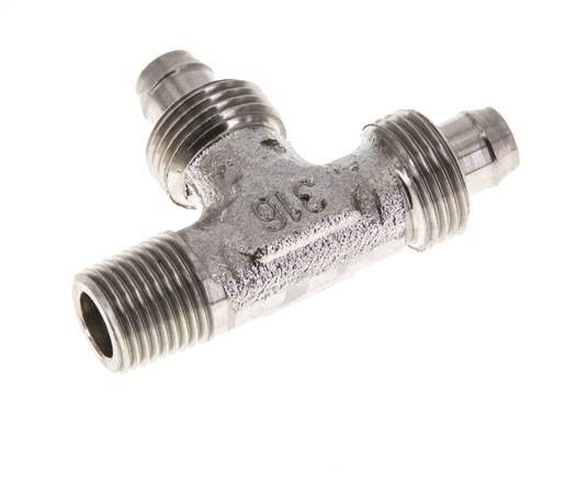Racor en T de ángulo recto con rosca macho de acero inoxidable 1.4305 de 8x6 y R1/8