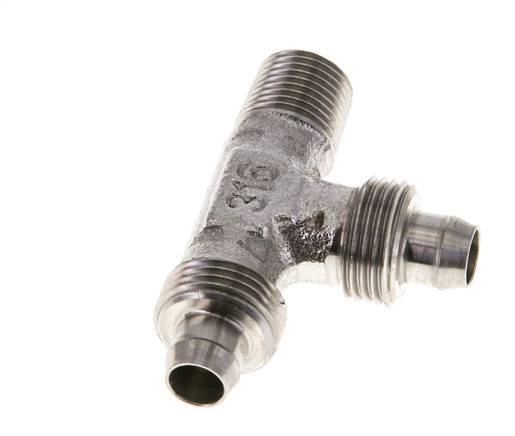 Racor en T de ángulo recto con rosca macho de acero inoxidable 1.4305 de 8x6 y R1/8