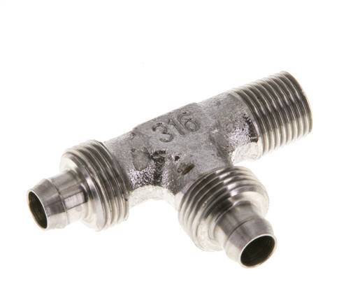 Racor en T de ángulo recto con rosca macho de acero inoxidable 1.4305 de 8x6 y R1/8