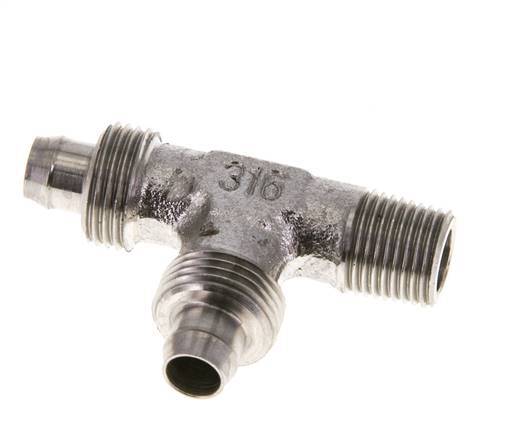 Racor en T de ángulo recto con rosca macho de acero inoxidable 1.4305 de 8x6 y R1/8