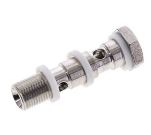 Perno banjo de acero inoxidable de 2 vías con rosca macho G1/8'' PTFE L40mm