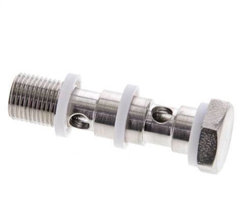 Perno banjo de acero inoxidable de 2 vías con rosca macho G1/8'' PTFE L40mm