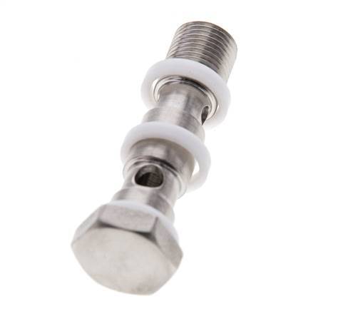 Perno banjo de acero inoxidable de 2 vías con rosca macho G1/8'' PTFE L40mm