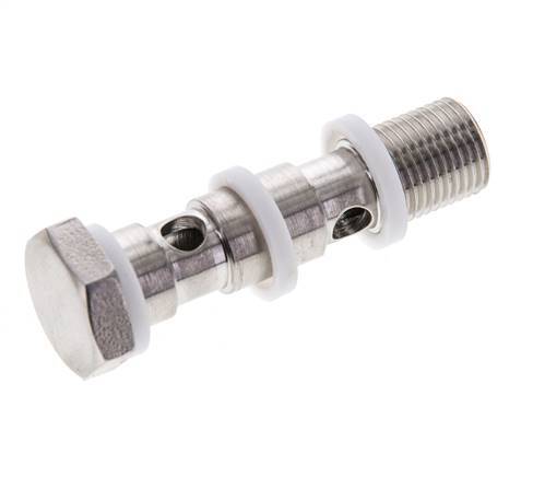 Perno banjo de acero inoxidable de 2 vías con rosca macho G1/8'' PTFE L40mm