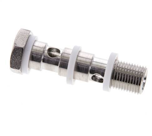 Perno banjo de acero inoxidable de 2 vías con rosca macho G1/8'' PTFE L40mm