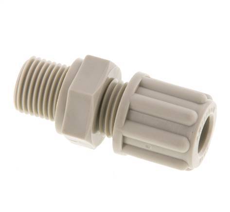 Accesorio de compresión recto de PP de 6x4mm y G1/8'' con rosca macho 10 bar [2 piezas]
