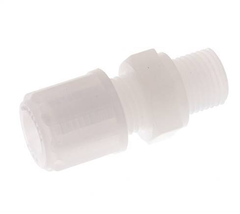 Racor de compresión recto de PVDF de 6x4 mm y G1/8'' con rosca macho 10 bar
