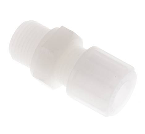Racor de compresión recto de PVDF 10x8 mm y G3/8'' con rosca macho 10 bar