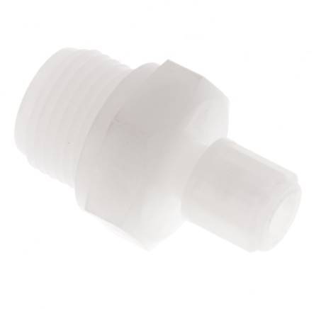 Racor de compresión recto de PVDF de 6x4 mm y G1/2'' con rosca macho 10 bar