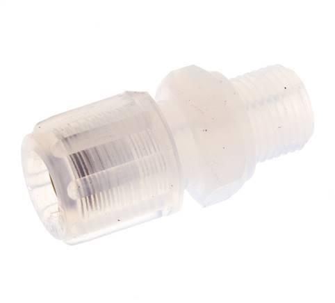 Accesorio de corte recto de PFA de 6x4 mm y G1/8'' con roscas macho 10 bar