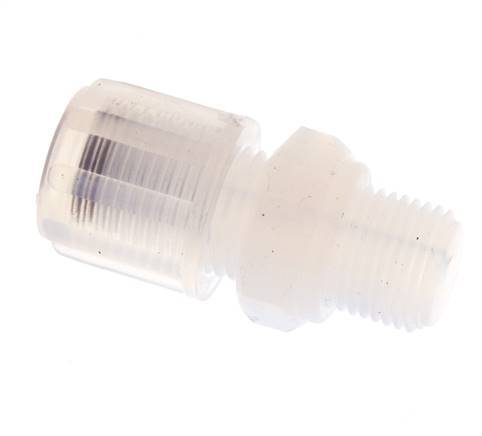 Accesorio de corte recto de PFA de 6x4 mm y G1/8'' con roscas macho 10 bar