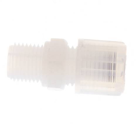 Racor de corte recto PFA 8x6 mm y G1/4'' con roscas macho 10 bar