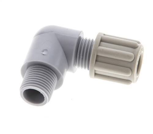 6x4mm & G1/8'' PA Elbow Compression Fitting with Male Threads 10 bar [5 Pieces]
