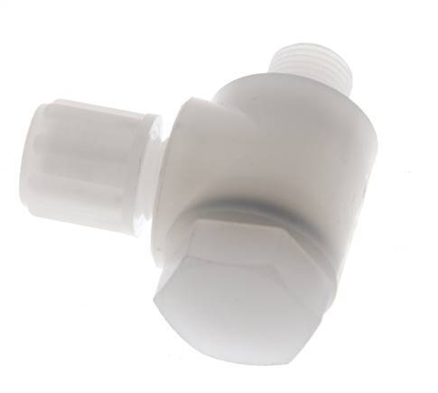 Accesorio de compresión acodado de PVDF de 6x4 mm y G1/8'' con rosca macho y perno banjo 10 bar