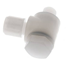 Accesorio de compresión acodado de PVDF de 6x4 mm y G1/8'' con rosca macho y perno banjo 10 bar