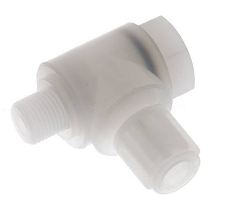 Accesorio de compresión acodado de PVDF de 6x4 mm y G1/8'' con rosca macho y perno banjo 10 bar
