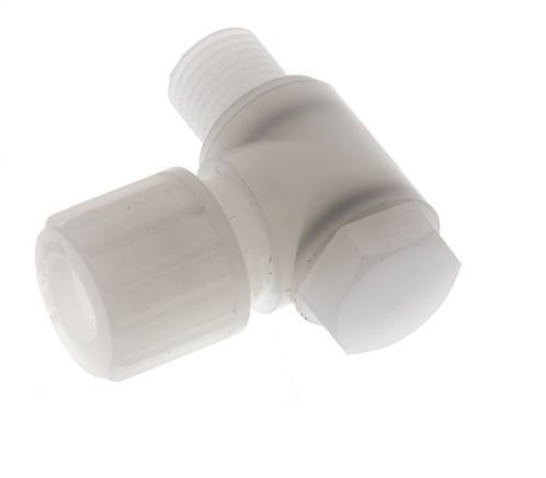 Racor de compresión codo 10x8mm & G1/4'' PVDF con rosca macho con perno banjo 10 bar