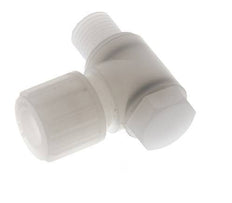 Racor de compresión codo 10x8mm & G1/4'' PVDF con rosca macho con perno banjo 10 bar