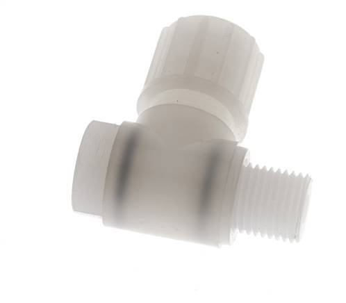 Racor de compresión codo 10x8mm & G1/4'' PVDF con rosca macho con perno banjo 10 bar