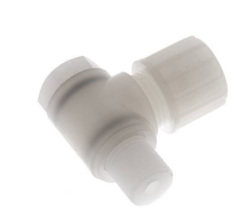 Racor de compresión codo 10x8mm & G1/4'' PVDF con rosca macho con perno banjo 10 bar