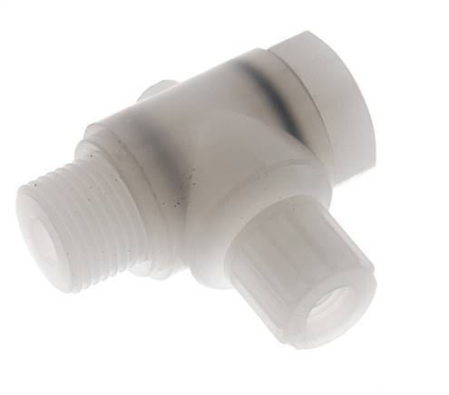 Racor de compresión codo 10x8mm & G1/2'' PVDF con rosca macho con perno banjo 10 bar