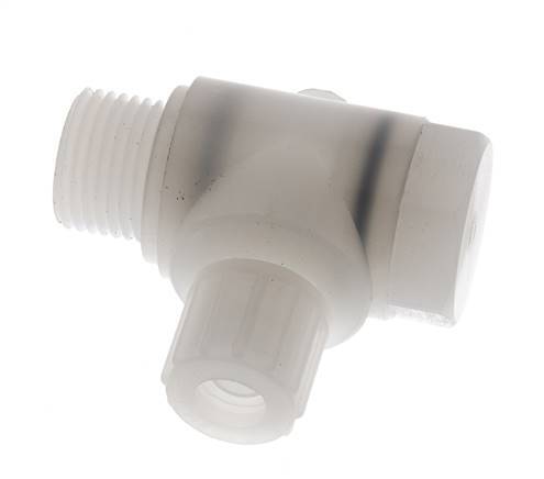 Racor de compresión codo 10x8mm & G1/2'' PVDF con rosca macho con perno banjo 10 bar