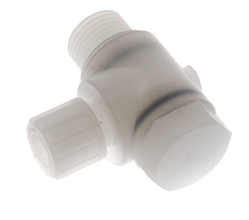 Racor de compresión codo 10x8mm & G1/2'' PVDF con rosca macho con perno banjo 10 bar
