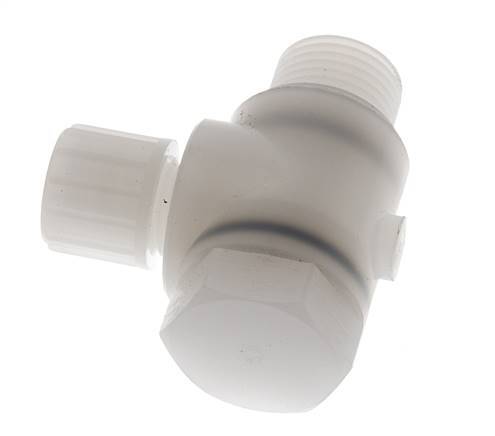 Racor de compresión codo 10x8mm & G1/2'' PVDF con rosca macho con perno banjo 10 bar