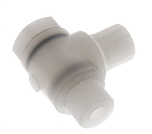 Racor de compresión codo 10x8mm & G1/2'' PVDF con rosca macho con perno banjo 10 bar