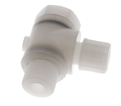 Racor de compresión codo 10x8mm & G1/2'' PVDF con rosca macho con perno banjo 10 bar