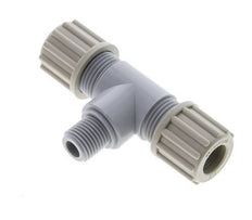 12x10mm & G1/4'' PA T-Shape Tee Compression Fitting with Male Threads 10 bar