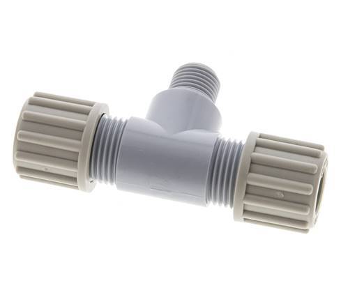 12x10mm & G1/4'' PA T-Shape Tee Compression Fitting with Male Threads 10 bar
