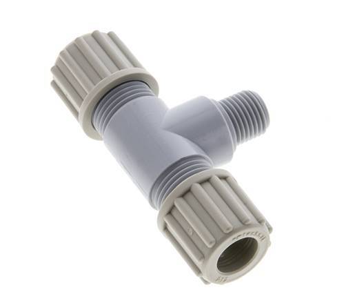12x10mm & G1/4'' PA T-Shape Tee Compression Fitting with Male Threads 10 bar