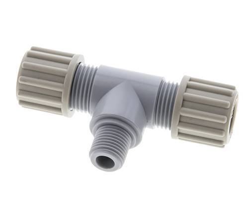 12x10mm & G1/4'' PA T-Shape Tee Compression Fitting with Male Threads 10 bar